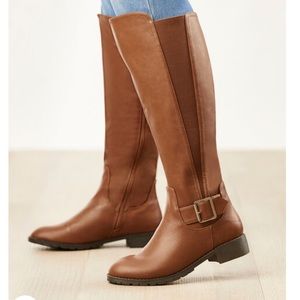 Comfortview Cognac The Milan Wide Calf Tall Faux Leather Boots NEW 7 1/2 W